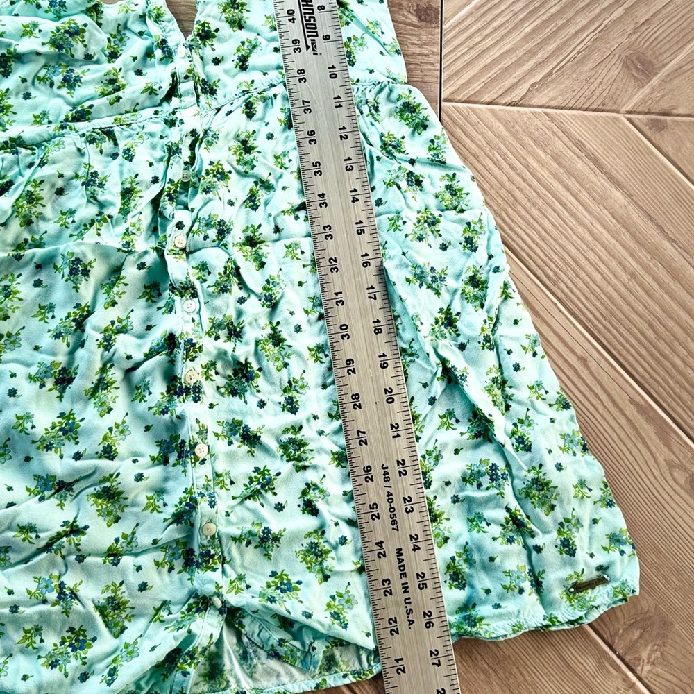 Abercrombie & Fitch Aqua Floral Babydoll Mini Dress/Tunic - Size Small ⭐🌼 - Picture 7 of 9